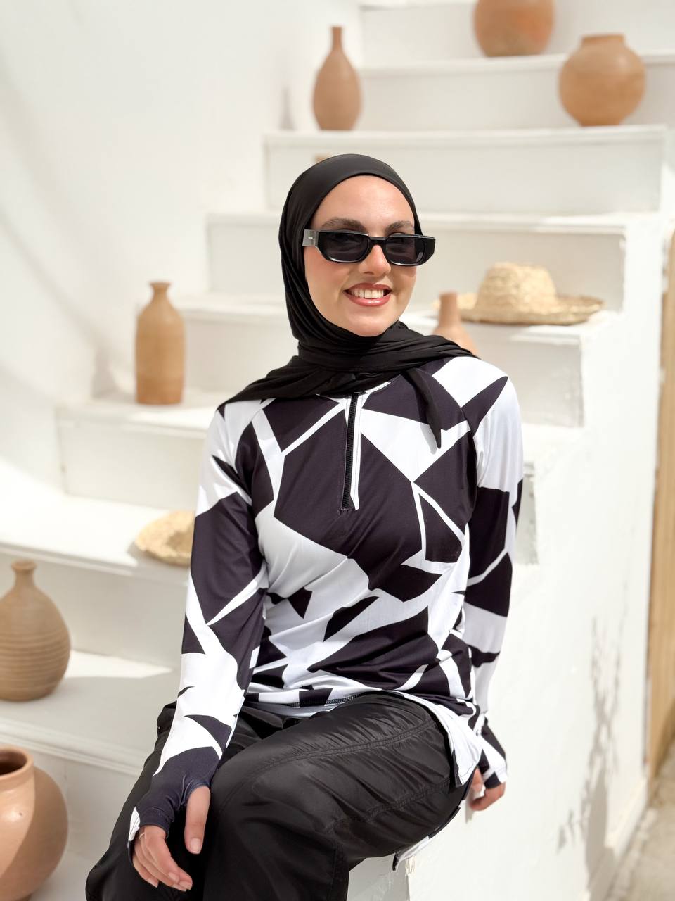 Mela Black and white Burkini